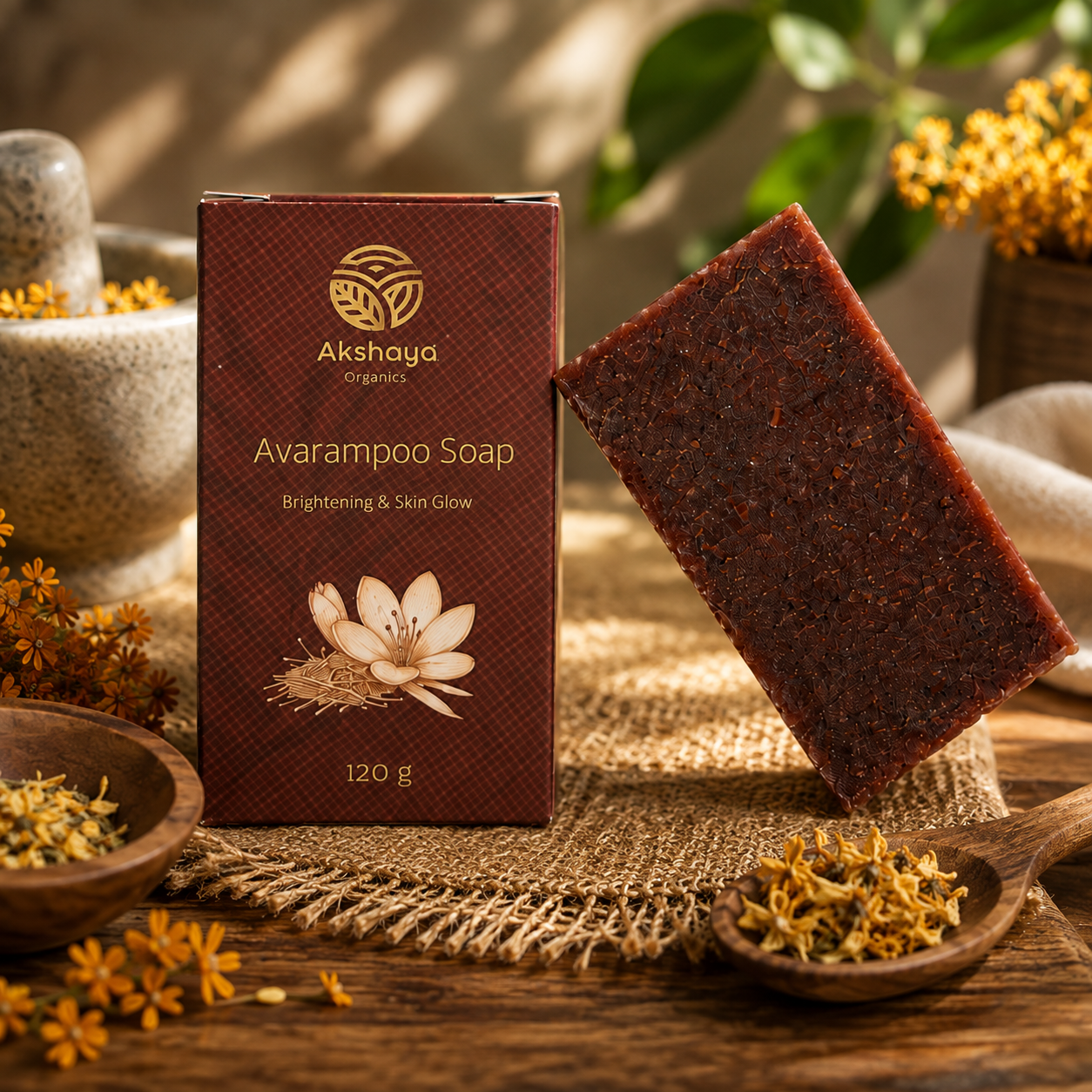 Akshaya Avarampoo Soap with avaram flowers