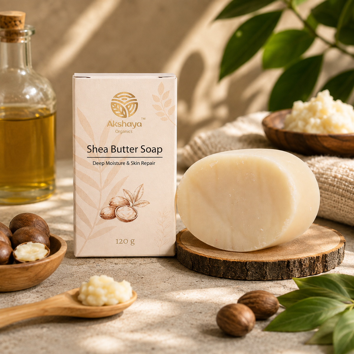 Akshaya Shea Butter Soap with shea nuts