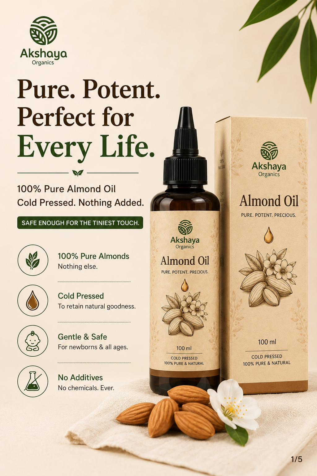 Pure. Potent. Perfect for Every Life. - Akshaya Almond Oil