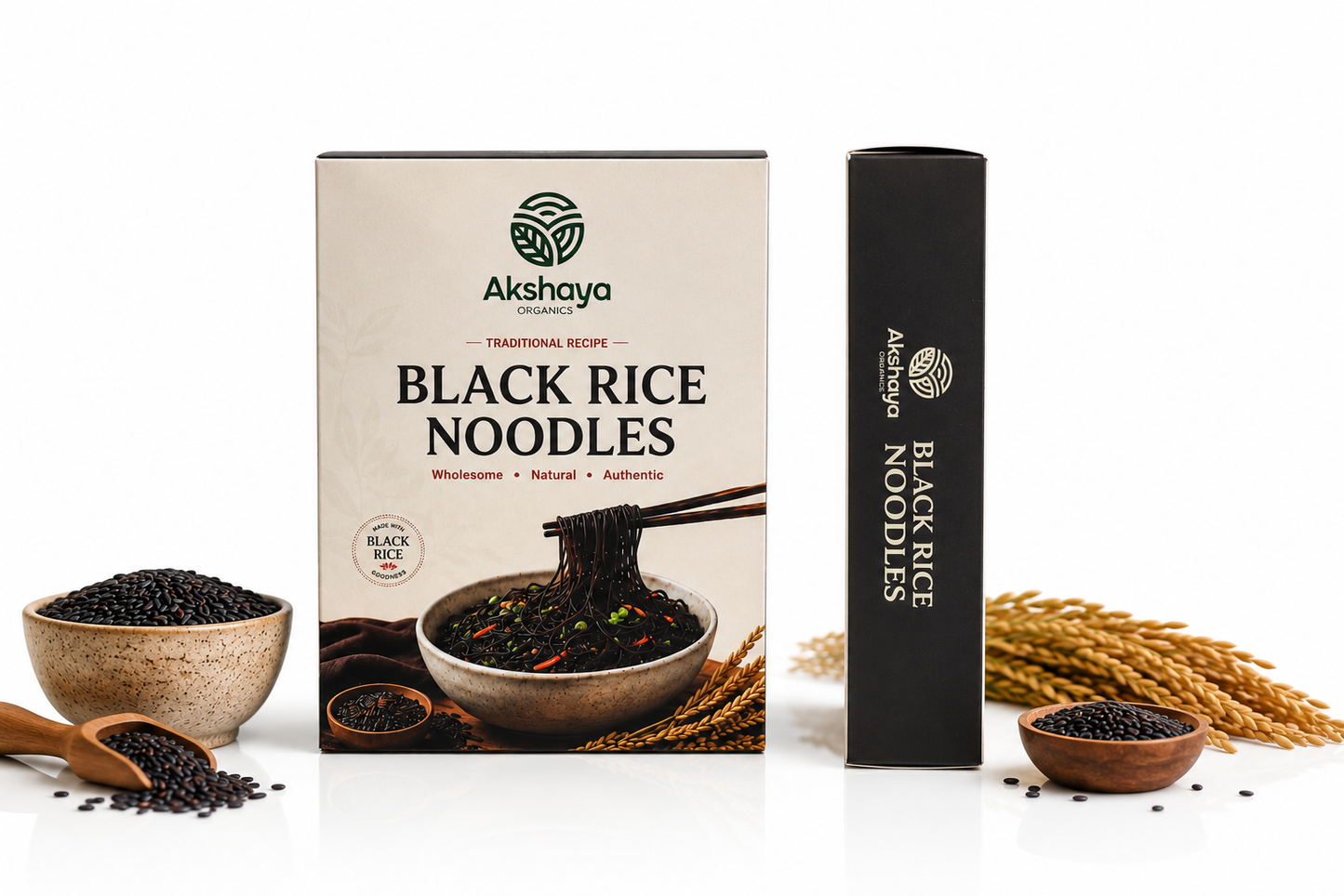 Akshaya Black Rice Noodles pack range with black rice