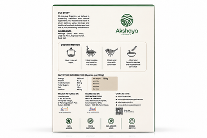 Akshaya Moringa Noodles ingredients and nutrition panel