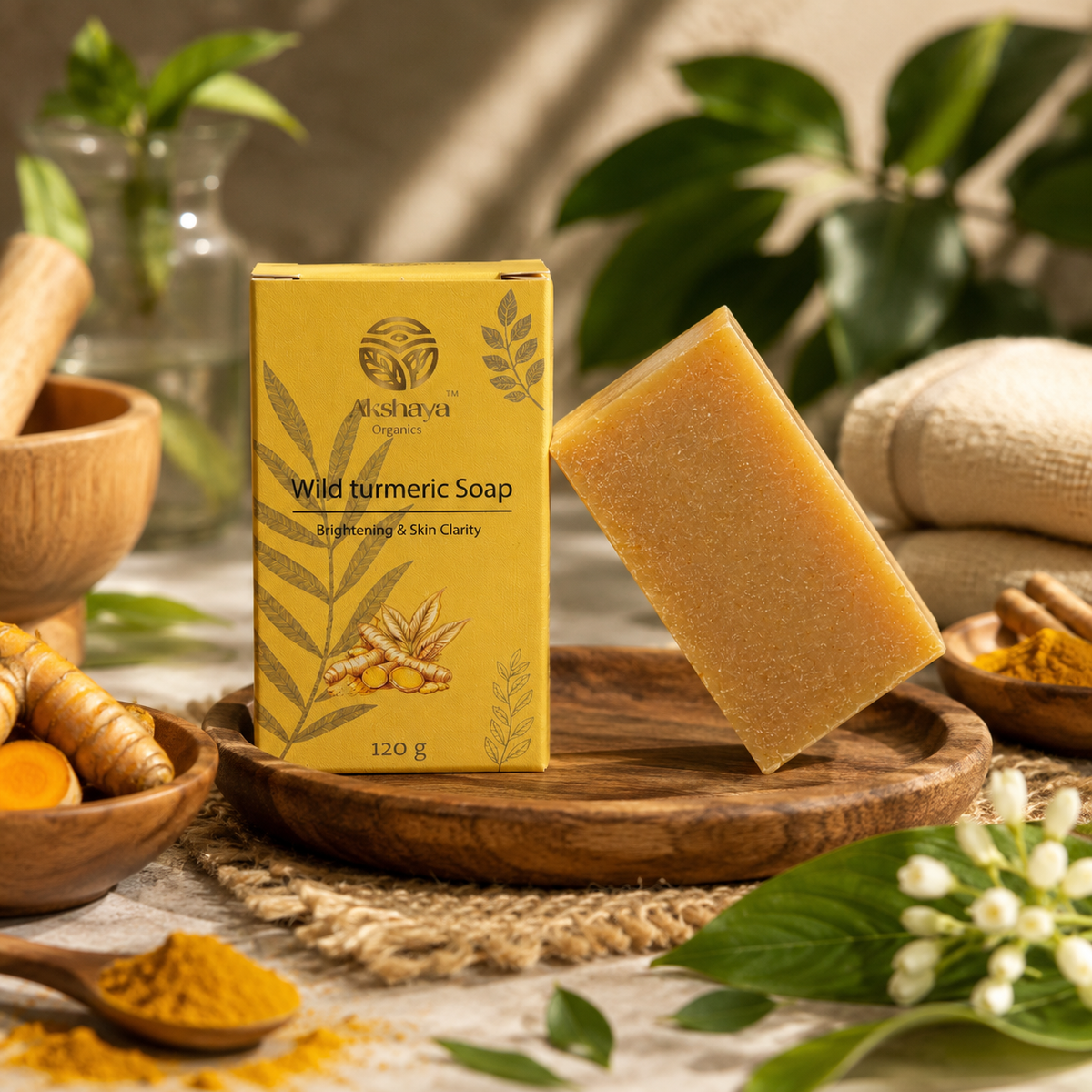 Akshaya Wild Turmeric Soap with fresh turmeric root